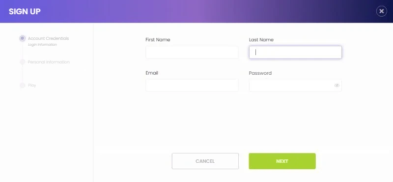 MadNix Casino registration form